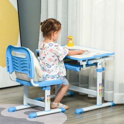Homcom Scrivania e Sedia Regolabili per Bambini - Blu - Arredo Scolastico Bambini Homcom Scrivania e Sedia Regolabili per Bambini - Blu - Arredo Scolastico Bambini