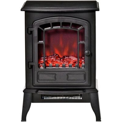 Homcom Camino Elettrico con Effetto Fiamma - Temperatura Regolabile - 20-25m² - Nero Homcom Camino Elettrico con Effetto Fiamma - Temperatura Regolabile - 20-25m² - Nero