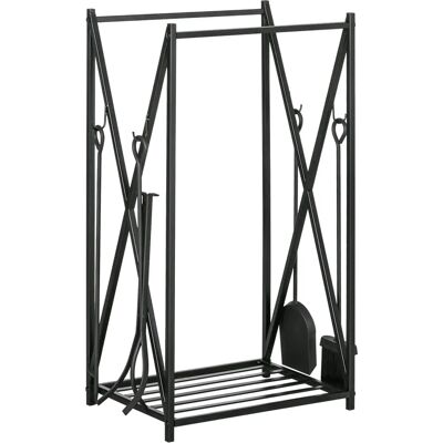 HOMCOM - Portalegna Acciaio Interno/Esterno - Nero - Firewood rack HOMCOM - Portalegna Acciaio Interno/Esterno - Nero - Firewood rack