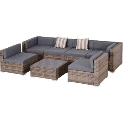 Set di Divani da Giardino Outsunny - Modulare, Resistente alle Intemperie, 7 Pezzi Set di Divani da Giardino Outsunny - Modulare, Resistente alle Intemperie, 7 Pezzi