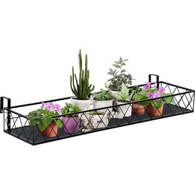 Outsunny Fioriera in metallo per balcone - Nero - Contenitore da finestra Outsunny Fioriera in metallo per balcone - Nero - Contenitore da finestra