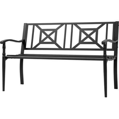 Outsunny Gartenbank - Stahl, Schwarz, 128x62.5x81.5 cm - Gartenbank Outsunny Gartenbank - Stahl, Schwarz, 128x62.5x81.5 cm - Gartenbank