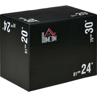 HOMCOM - Plyo Box 3 in1 - 75x51x61 cm - Nero - Plyo Box HOMCOM - Plyo Box 3 in1 - 75x51x61 cm - Nero - Plyo Box