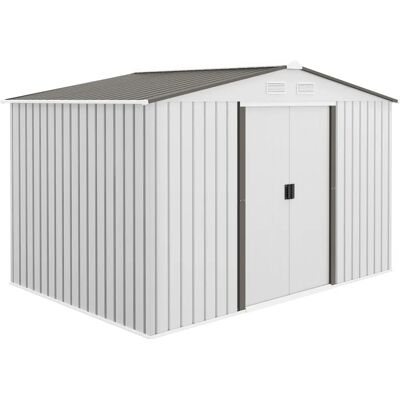 Casetta da giardino in acciaio Outsunny con porte scorrevoli doppie - 277x195x192cm Casetta da giardino in acciaio Outsunny con porte scorrevoli doppie - 277x195x192cm