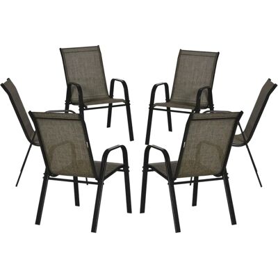 Outsunny Gartensessel Set 6 Stapelbar Metall Atmungsaktiv Stoff Outsunny Gartensessel Set 6 Stapelbar Metall Atmungsaktiv Stoff