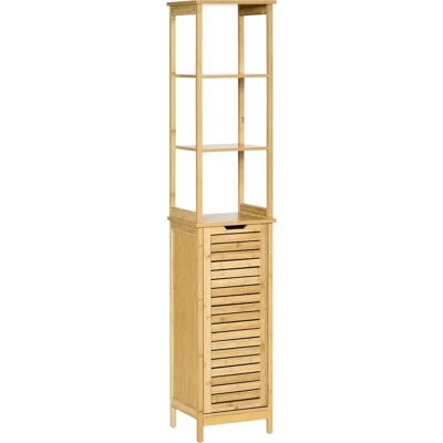 Kleankin Natürlich MDF Bambus Badezimmeraufbewahrung - 3 Regale & Schrank Kleankin Natürlich MDF Bambus Badezimmeraufbewahrung - 3 Regale & Schrank