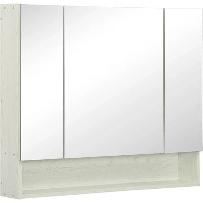 Armadio a specchio per bagno Kleankin bianco con mensole regolabili - Spazio bagno Armadio a specchio per bagno Kleankin bianco con mensole regolabili - Spazio bagno