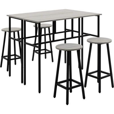 Set da Bar HOMCOM Grigio 6 Pezzi con Tavoli e Sgabelli Set da Bar HOMCOM Grigio 6 Pezzi con Tavoli e Sgabelli