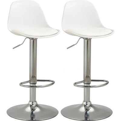 HOMCOM Set 2 Sgabelli da Bar Regolabili Bianchi HOMCOM Set 2 Sgabelli da Bar Regolabili Bianchi