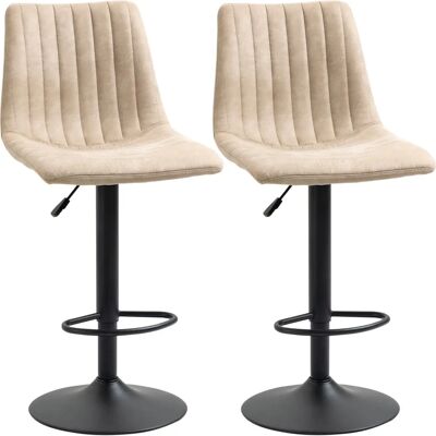 HOMCOM Set 2 Sgabelli da Bar Regolabili Altezza Acciaio Poliestere Marrone HOMCOM Set 2 Sgabelli da Bar Regolabili Altezza Acciaio Poliestere Marrone