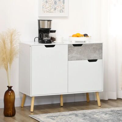 HOMCOM Credence multifonction - Gris & Blanc - 98x39x81.5cm - Publicité HOMCOM Credence multifonction - Gris & Blanc - 98x39x81.5cm - Publicité