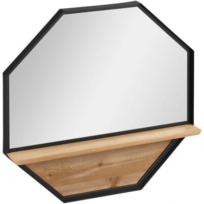 Miroir mural octogonal HOMCOM avec étagère en bois - Décoration intérieure - Publicité Miroir mural octogonal HOMCOM avec étagère en bois - Décoration intérieure - Publicité
