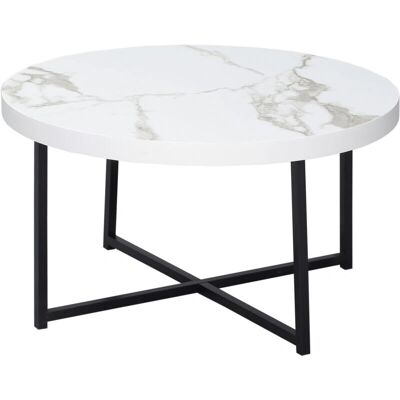HOMCOM Table basse ronde effet marbre blanc - Table d'appoint - Publicité HOMCOM Table basse ronde effet marbre blanc - Table d'appoint - Publicité