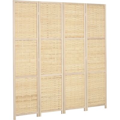 Homcom Paravent - Bambou et Bois, Pliable, 170cm, Marron - Publicité Homcom Paravent - Bambou et Bois, Pliable, 170cm, Marron - Publicité