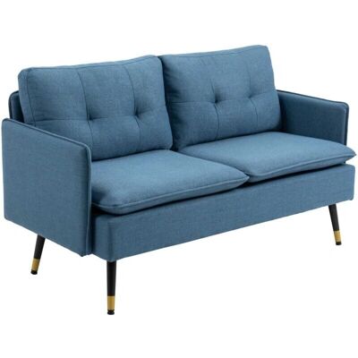 Divano HOMCOM in lino blu scuro 2 posti - Divano Divano HOMCOM in lino blu scuro 2 posti - Divano