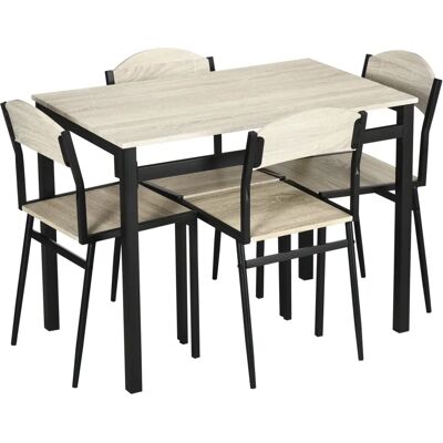 Set da Pranzo HOMCOM con Tavolo Rettangolare e 4 Sedie in Acciaio MDF Set da Pranzo HOMCOM con Tavolo Rettangolare e 4 Sedie in Acciaio MDF