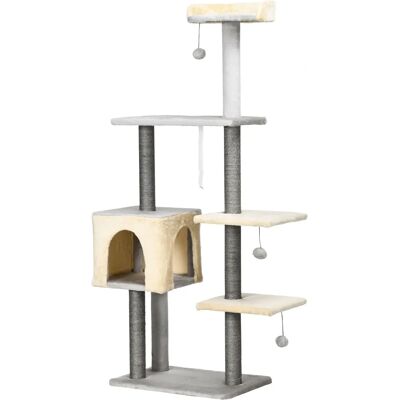 Albero per Gatti Multilivello PawHut - Pali in Sisal, Casa Accogliente - 156cm Albero per Gatti Multilivello PawHut - Pali in Sisal, Casa Accogliente - 156cm