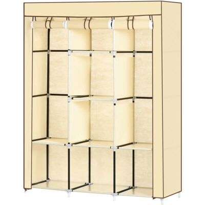 Armadio portatile in tessuto HOMCOM con struttura in acciaio - 8 ripiani, 2 barre - Beige Armadio portatile in tessuto HOMCOM con struttura in acciaio - 8 ripiani, 2 barre - Beige
