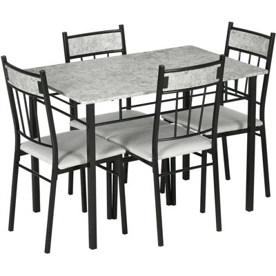 Set da Pranzo HOMCOM con Tavolo in Metallo MDF Rettangolare e 4 Sedie Set da Pranzo HOMCOM con Tavolo in Metallo MDF Rettangolare e 4 Sedie