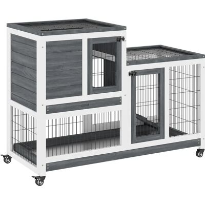 Pawhut - Rabbit Hutch - Legno - Grigio/Bianco - Rabbit Hutch Pawhut - Rabbit Hutch - Legno - Grigio/Bianco - Rabbit Hutch