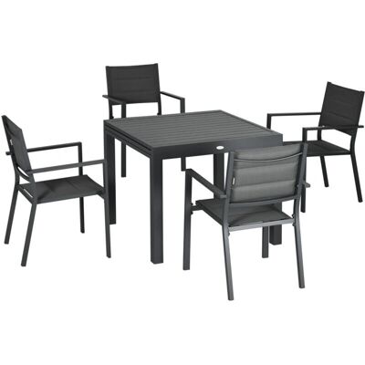 Set da Giardino Outsunny - Tavolo Allungabile e 6 Sedie Traspiranti Set da Giardino Outsunny - Tavolo Allungabile e 6 Sedie Traspiranti