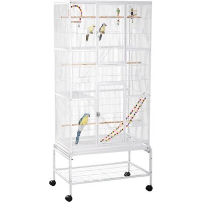Gabbia per Uccelli PawHut - Acciaio & PP, Vassoio Removibile, 83x53x180cm Gabbia per Uccelli PawHut - Acciaio & PP, Vassoio Removibile, 83x53x180cm