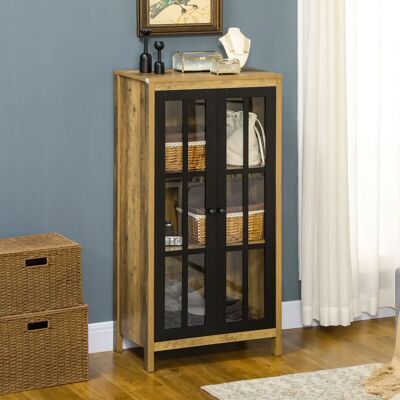HOMCOM Credence - 2 Portes en Verre - Marron - Mobilier Moderne - Publicité HOMCOM Credence - 2 Portes en Verre - Marron - Mobilier Moderne - Publicité