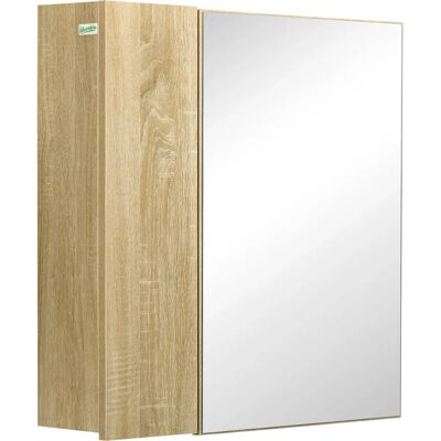 Armadio bagno in legno Kleankin con specchio e ripiani Armadio bagno in legno Kleankin con specchio e ripiani