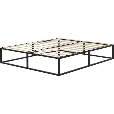 Struttura letto Homcom con doghe - 190x160x35cm - Nero e legno Struttura letto Homcom con doghe - 190x160x35cm - Nero e legno