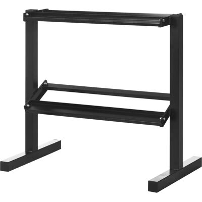 Scaffale pesi in acciaio Aosom con 2 ripiani - Stoccaggio pesi per palestra e casa Scaffale pesi in acciaio Aosom con 2 ripiani - Stoccaggio pesi per palestra e casa