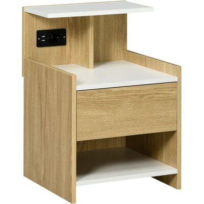 Nuitée moderne Homcom avec 2 USB, prise électrique et tiroir - Niche - Publicité Nuitée moderne Homcom avec 2 USB, prise électrique et tiroir - Niche - Publicité