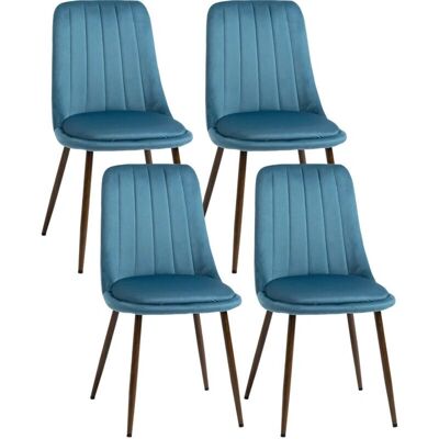 Sedie da pranzo Homcom blu in acciaio e poliestere - Set di 4 Sedie da pranzo Homcom blu in acciaio e poliestere - Set di 4