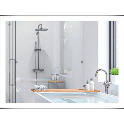 Specchio da bagno Kleankin con LED, 80x60cm, Tattile, Antiappannamento, 3 Colori di Luce Specchio da bagno Kleankin con LED, 80x60cm, Tattile, Antiappannamento, 3 Colori di Luce