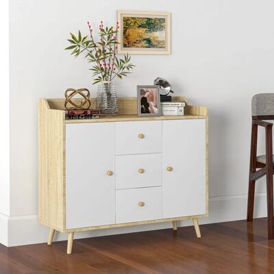 Credenza Moderna HOMCOM - 3 Cajones, 2 Armarios - 90x32x80 cm Credenza Moderna HOMCOM - 3 Cajones, 2 Armarios - 90x32x80 cm