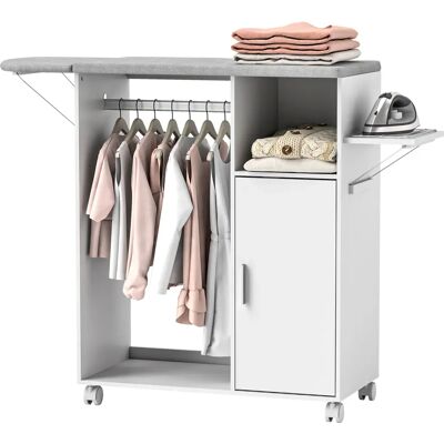 Homcom Bügelbrett Schrank - Klappbare Oberfläche, 3 Würfelschränke, 4 Räder Homcom Bügelbrett Schrank - Klappbare Oberfläche, 3 Würfelschränke, 4 Räder