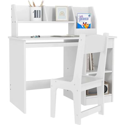 Set scrivania e sedia per bambini Zonekiz - Bianco - Tavolo e sedia per studio Set scrivania e sedia per bambini Zonekiz - Bianco - Tavolo e sedia per studio