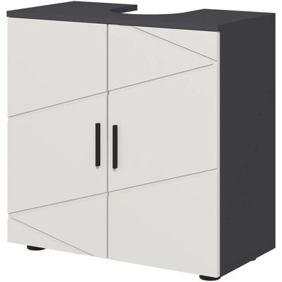 Kleankin Badmöbel für Waschbecken - Grau - Platzsparend, Verstellbares Regal, Sanft schliessende Scharniere Kleankin Badmöbel für Waschbecken - Grau - Platzsparend, Verstellbares Regal, Sanft schliessende Scharniere