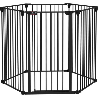 Pawhut Cancello per Cani - Pieghevole, Acciaio & Plastica, 123x102x100cm, Nero - Cancello per cani Pawhut Cancello per Cani - Pieghevole, Acciaio & Plastica, 123x102x100cm, Nero - Cancello per cani