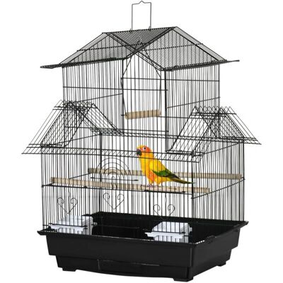 Gabbia per Uccelli Pawhut - 50.5x41x63 cm - Nera Gabbia per Uccelli Pawhut - 50.5x41x63 cm - Nera