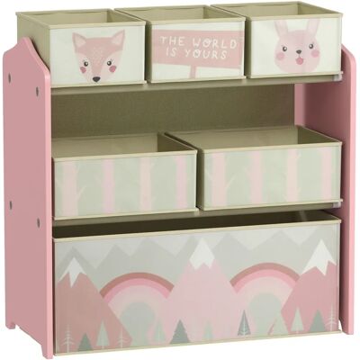 Libreria per giochi bambini Zonekiz con 6 cesti in tessuto rimovibili - 63x30x66cm, Rosa Libreria per giochi bambini Zonekiz con 6 cesti in tessuto rimovibili - 63x30x66cm, Rosa