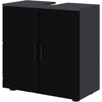 Kleankin Badezimmer Unterschrank aus Holz mit 2 Türen - 60x30x60cm - Schwarz Kleankin Badezimmer Unterschrank aus Holz mit 2 Türen - 60x30x60cm - Schwarz