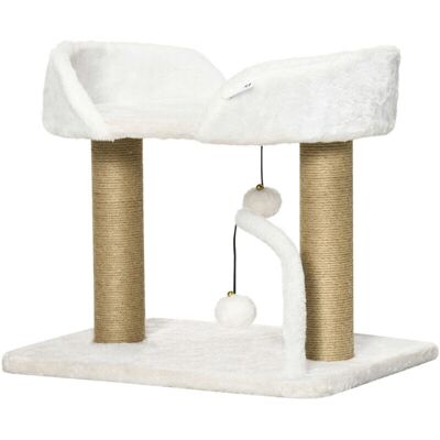 Pawhut - Torre per Gatti 48x38x42 - Giallo e Bianco - Cat Tree Pawhut - Torre per Gatti 48x38x42 - Giallo e Bianco - Cat Tree