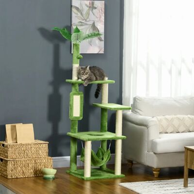 Albero Tiragraffi Pawhut con Sisal, Amaca, Pallina - 49x49x142cm - Albero per Gatti Albero Tiragraffi Pawhut con Sisal, Amaca, Pallina - 49x49x142cm - Albero per Gatti
