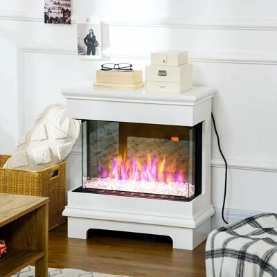 HOMCOM Camino elettrico - Bianco, 10 colori, Spegnimento automatico, Timer 12h HOMCOM Camino elettrico - Bianco, 10 colori, Spegnimento automatico, Timer 12h