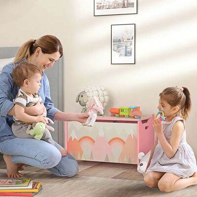 Cassa portagiochi per bambini Zonekiz - MDF rosa 60x37x39cm Cassa portagiochi per bambini Zonekiz - MDF rosa 60x37x39cm