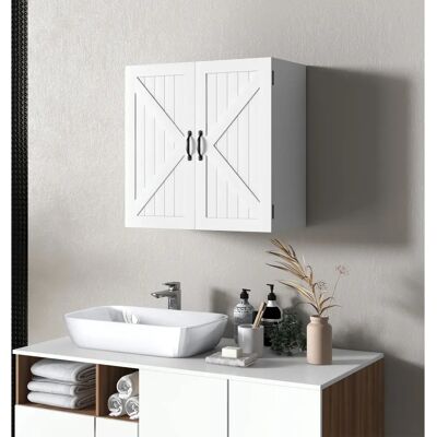 Kleankin Placard Mur Rustique 60x30x60cm - Rangement Salle de Bain - Publicité Kleankin Placard Mur Rustique 60x30x60cm - Rangement Salle de Bain - Publicité