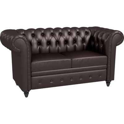 HOMCOM Divano 2 Posti Chesterfield - Ecopelle, Legno, Metallo HOMCOM Divano 2 Posti Chesterfield - Ecopelle, Legno, Metallo