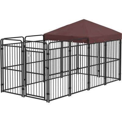 PawHut - 282x141x159cm - Marrone - Tetto - Kennel per cani PawHut - 282x141x159cm - Marrone - Tetto - Kennel per cani