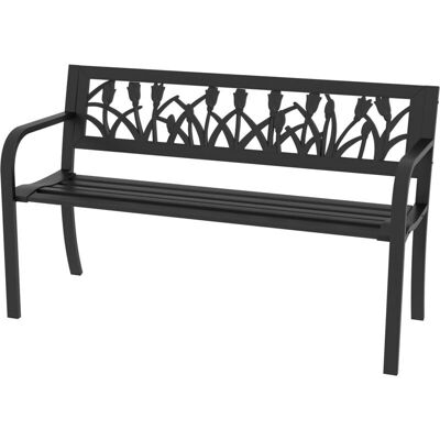 Panchina da giardino in acciaio Outsunny con schienale decorativo - 2 posti Panchina da giardino in acciaio Outsunny con schienale decorativo - 2 posti