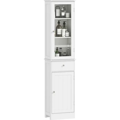 Kleankin Mobile bagno verticale bianco con mensole e cassetto Kleankin Mobile bagno verticale bianco con mensole e cassetto